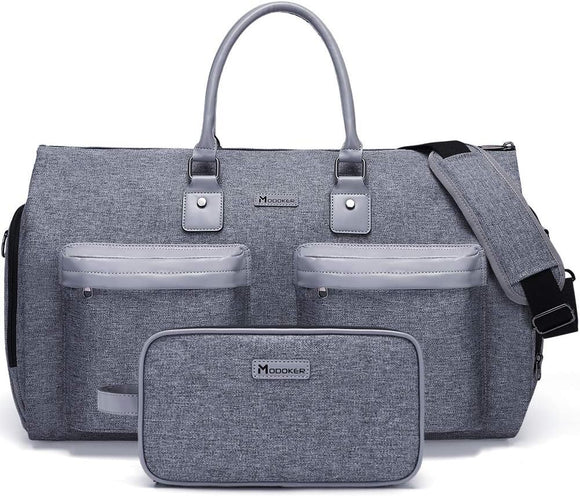 Grey 45L Garment Duffel Bag - Men's Travel Suit Bag - Carry On Weekender