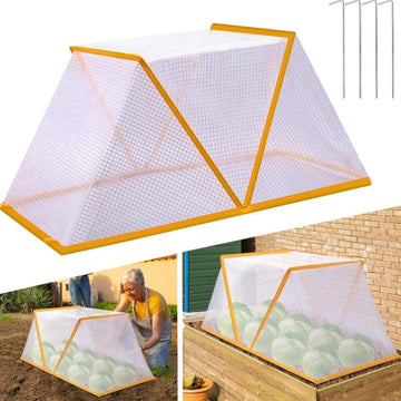 3 piece White Foldable Raised Garden Bed Cover - Vegetable Plant Protector(80 x 34 x 35 cm)