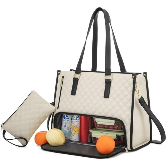 Off White Insulated Lunch Bag and Laptop Cooler - Perfect for Keeping Food Fresh