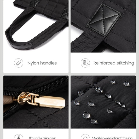 Black New Large Capacity Tote Bag - Fashionable Quilted Women's Shoulder Bag and Laptop Bag