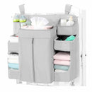 Grey Foldable Baby Crib Storage Hanging Bag - Large Capacity Organizer for Cribs and Changing Tables-1