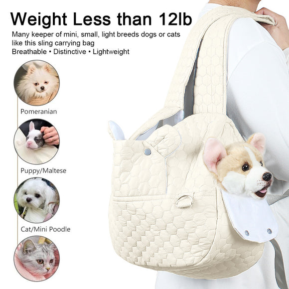 Grey Hands-Free Quilted Pet Carrier Sling - Soft & Comfortable Front Pack for Small Dogs and Cats
