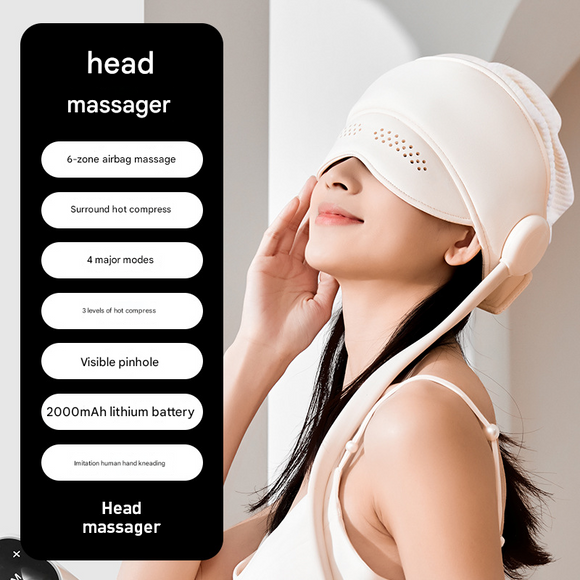 Electric Head Massage Hat with Inflatable Airbags - 6-Zone Scalp Therapy for Relaxation and Sleep Aid