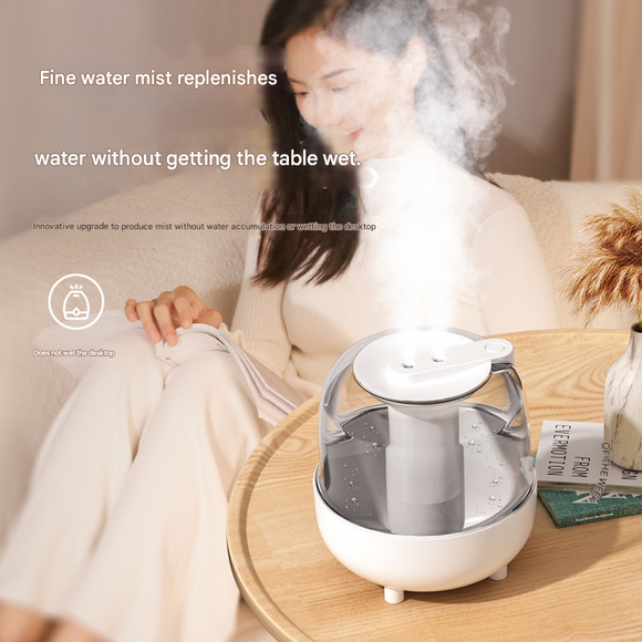 White 3.5L Smart Cool Mist Humidifier with Dual Nozzle & Digital Display - Ultra-Quiet Air Purifier for Bedroom and Office