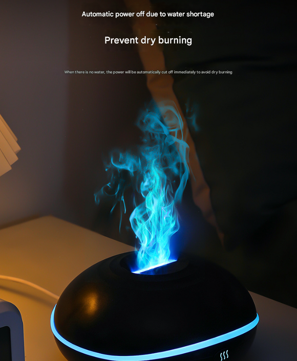 Wood grain Mini USB Aromatherapy Diffuser with Flame Projection - Portable Humidifier for Home and Car Use