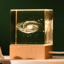Milky Way Luminous 3D Crystal Cube Night Light - Laser Engraved Artwork with Solid Wood Base-1