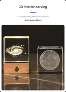 Milky Way Luminous 3D Crystal Cube Night Light - Laser Engraved Artwork with Solid Wood Base-2