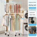 White double layer 360° Rotating Portable Garment Rack - Heavy Duty Rolling Clothes Stand with Wheels for Bedroom & Laundry-1