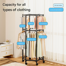 White double layer 360° Rotating Portable Garment Rack - Heavy Duty Rolling Clothes Stand with Wheels for Bedroom & Laundry-2