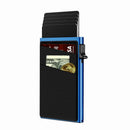 Blue Ultra-Slim RFID Blocking Pop-Up Wallet - Automatic Card Holder with Metal Case & Secure Screw Base-1