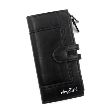 Black Women's Stylish Long Wallet - Multi-Card Slot PU Leather Clutch with Phone Pocket & Coin Zipper