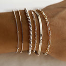 A Silver six-piece set Chic Multi-Layered Alloy Bracelet Set - Fashionable Stackable Jewelry-1