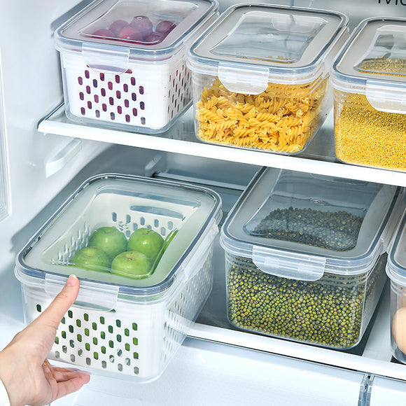 Grey Food-Grade Refrigerator Storage Container Set – Ventilated, Leak-Proof & Microwave-Safe Produce Keeper for Fruits, Vegetables & Meat (3-Piece Set)