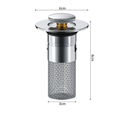 5 PCS Universal Pop-Up Sink Drain Stopper with Anti-Clog Filter Basket - Stainless Steel Hair Catcher & Anti-Odor Plug-5