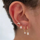 Four-piece set Gold Delicate CZ Earring Stacking Set - Huggie Hoops & Studs for Multiple Piercings-2