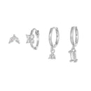 Four-piece set Silver Delicate CZ Earring Stacking Set - Huggie Hoops & Studs for Multiple Piercings-1