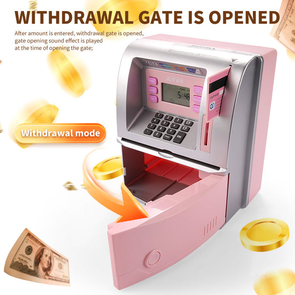 Pink Digital ATM Savings Bank for Kids - Electronic Piggy Bank with PIN & Card for Real Money