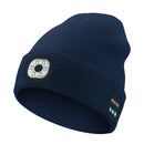 Navy blue Wireless Bluetooth Beanie Hat with USB Rechargeable LED Headlight - Unisex Knit Cap for Running & Camping-1