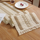 2-PCS Double bars Bohemian Woven Table Runner with Tassels - Rustic Farmhouse Decor for Dining & Coffee Tables-3