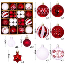 Red and white 44-Piece Assorted Christmas Baubles Set with Elegant Designs in Wooden Gift Box - 3-6cm Decorative Ornaments for Tree, Home & Holiday Display-1