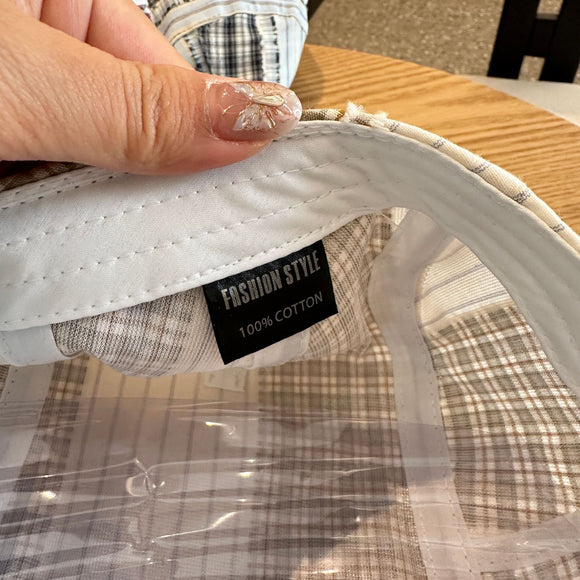 Patchwork Plaid Cotton Cap with Decorative Details(red)