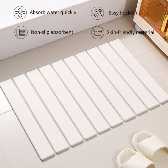 Collapsible Diatom Mud Bath Mat - Quick Dry, Non-Slip, Odor-Free Absorbent Pad(light grey)
