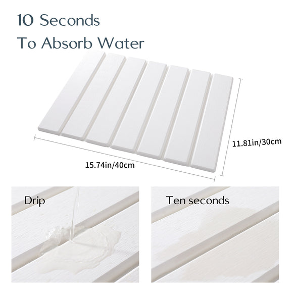 Folding Diatomaceous Earth Countertop Drain Mat - Quick Dry, Non-Slip & Easy Clean Absorbent Pad(light grey)