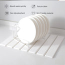 Folding Diatomaceous Earth Countertop Drain Mat - Quick Dry, Non-Slip & Easy Clean Absorbent Pad(light grey)-4