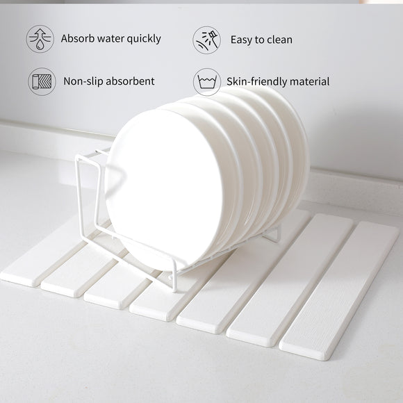 Folding Diatomaceous Earth Countertop Drain Mat - Quick Dry, Non-Slip & Easy Clean Absorbent Pad(dark grey)