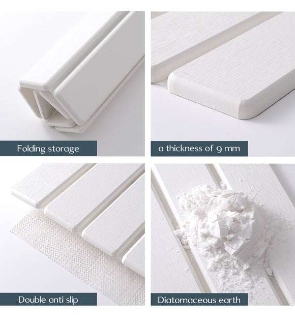 Folding Diatomaceous Earth Countertop Drain Mat - Quick Dry, Non-Slip & Easy Clean Absorbent Pad(dark grey)