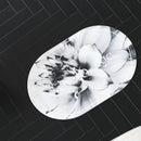 Elegant Floral Print Absorbent Floor Mat - Quick Dry, Non-Slip, Easy Clean Bathroom & Entryway Rug(Water lilies on white background)-1