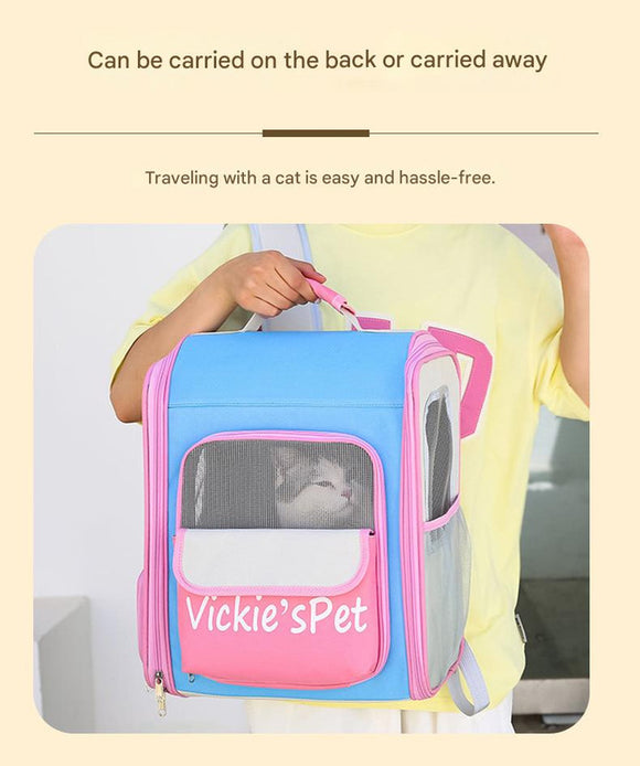 Breathable Pet Carrier Backpack - Large Capacity, Multiple Windows, Oxford Cloth(blue)