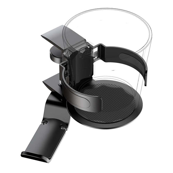 Two desktop clip-on cup holders and headphone hanger - adjustable, non-slip silicone, maximum load 15KG(black)