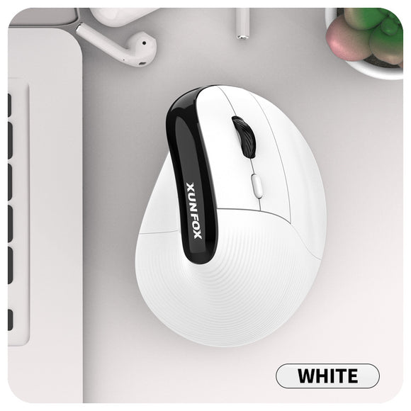 Two Ergonomic Vertical Wireless Mouse - Dual Mode (2.4G & Bluetooth), 5 Adjustable DPI, Silent Clicks, Rechargeable(white)