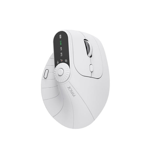 Ergonomic Vertical Mouse - 2.4G/Bluetooth Multi-Mode, LED Display, 57-Degree Angle, & 400mAh Battery(White)