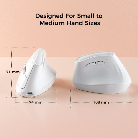 Ergonomic Vertical Mouse - Multi-Device Bluetooth5.0 & 2.4G Wireless, Adjustable DPI, Silent Click(white)
