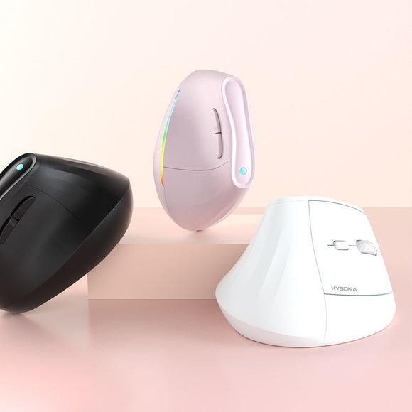 Ergonomic Vertical Mouse - Multi-Device Bluetooth5.0 & 2.4G Wireless, Adjustable DPI, Silent Click(pale pinkish gray)