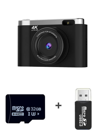 4K Ultra HD Digital Camera - 75MP, 2.8-inch Rotatable Screen, Auto Focus & Built-in Flash(black)