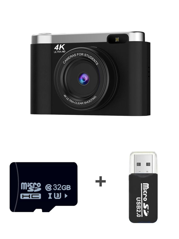 4K Ultra HD Digital Camera - 75MP, 2.8-inch Rotatable Screen, Auto Focus & Built-in Flash(black)