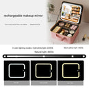 Travel Makeup Case with LED Lighted Mirror - Adjustable Dividers & Brush Holder(black)-3