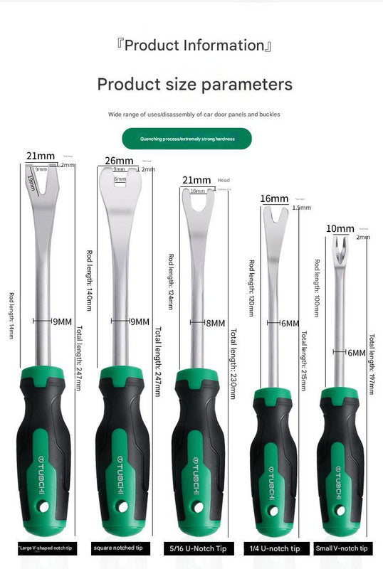 Professional 5-Piece Automotive Trim & Clip Removal Tool Set - High-Carbon Steel Pry Tools(black and green)