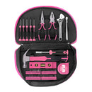 63-Piece Essential Home Repair Tool Kit with Portable Zipper Case(pink)-1