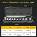 Two 10-piece L-shaped socket wrench sets - 1/2" drive chrome vanadium steel with metric sockets and housings(gray)-5