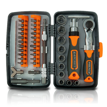 38-Piece Ratchet Screwdriver & Socket Wrench Set - Professional Multi-Bit Repair Tool Kit with Portable Case(orange) - 0