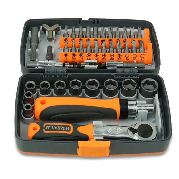 38-Piece Ratchet Screwdriver & Socket Wrench Set - Professional Multi-Bit Repair Tool Kit with Portable Case(orange)