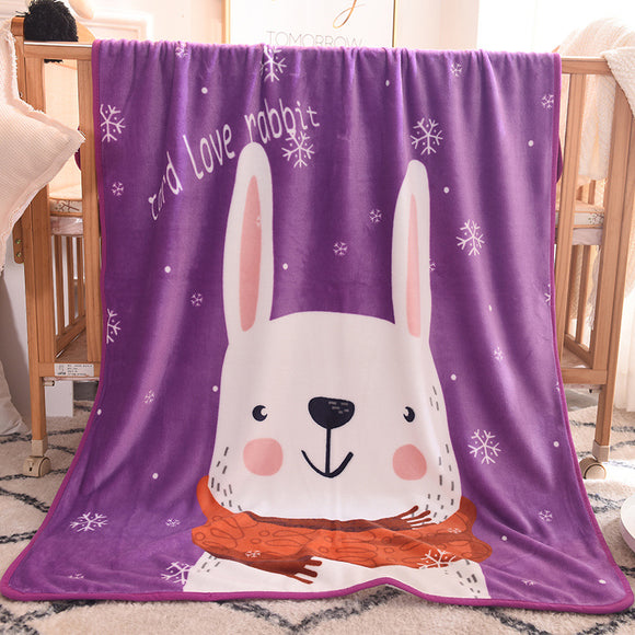 Ultra-Soft Kids Plush Fleece Blanket - Cozy Cartoon Animal Throw for All Seasons (Rabbit)