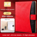 A4 PU Leather Business Portfolio with Ring Binder, Calculator & 40 Sleeves(red)-1