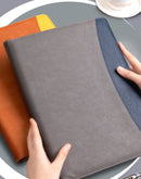 A4 PU Leather Business Portfolio with Ring Binder, Calculator & 40 Sleeves(grey and black)-6