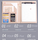 A4 PU Leather Business Portfolio with Ring Binder, Calculator & 40 Sleeves(grey and black)-8