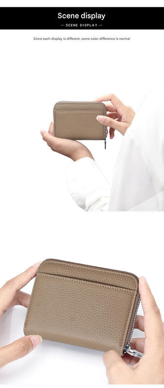 Genuine Leather RFID Blocking Accordion Card Holder & Coin Purse - Large Capacity Zip Wallet(purple)